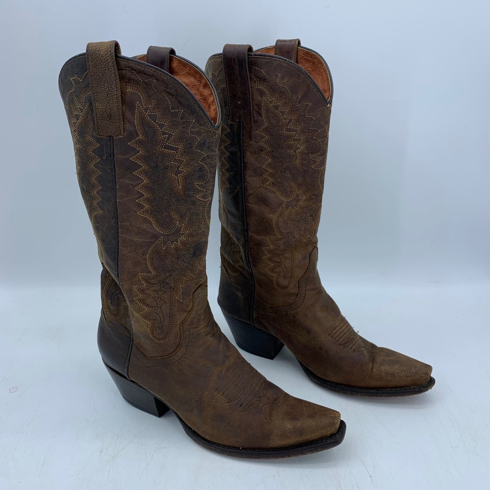 Dan Post Womens 6 Brown Leather Western Cowgirl Boots Equestrian Boho Country
